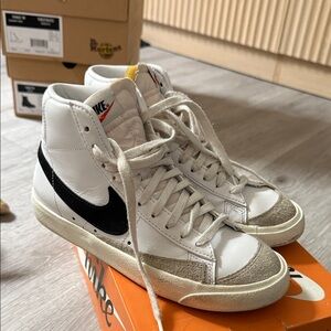 Nike White and Black High-Tops with Gray Accents